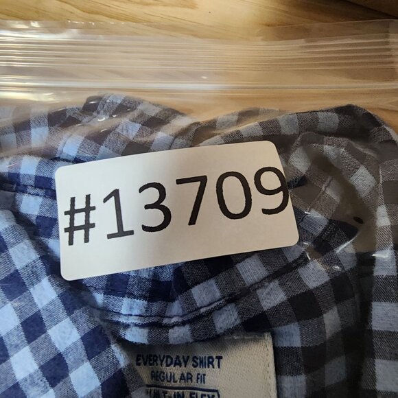 Old Navy Shirt Mens Large Blue Gingham Long Sleeve Button-Up Cotton Blend Casual - Picture 9 of 9